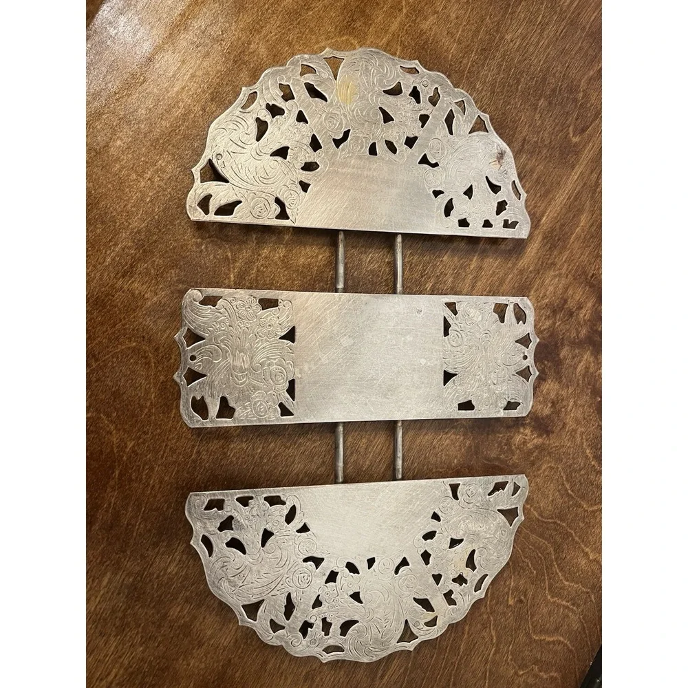 Adjustable Silver Plated Footed  Trivet Stand